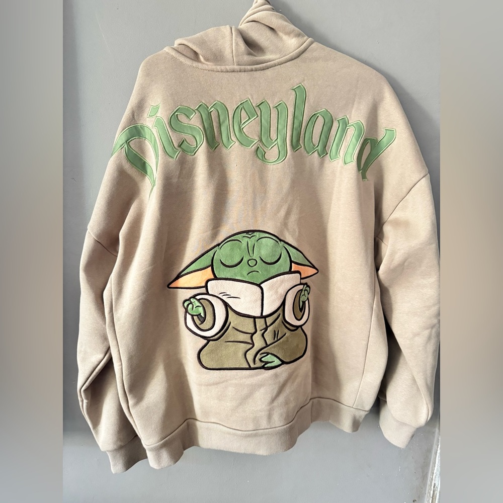 Disneyland Tan Hoodie with Baby Yoda Graphic